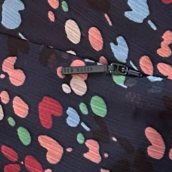 Ted Baker Casidee Heart Print Puff Sleeve Chiffon Mini Dress, Size US 6 - Picture 9 of 12